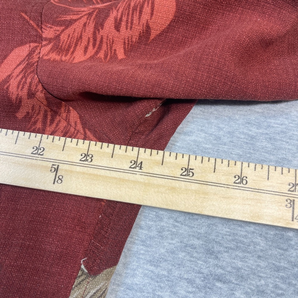 Island Shores Hawaiian Shirt Mens Large L Washable Silk Red Leaf Tropical Camp - Picture 9 of 10